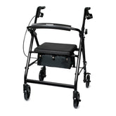 WALKER, ROLLATOR LTWT FOLDING ALUM W/6" WHLS BLK 300LB