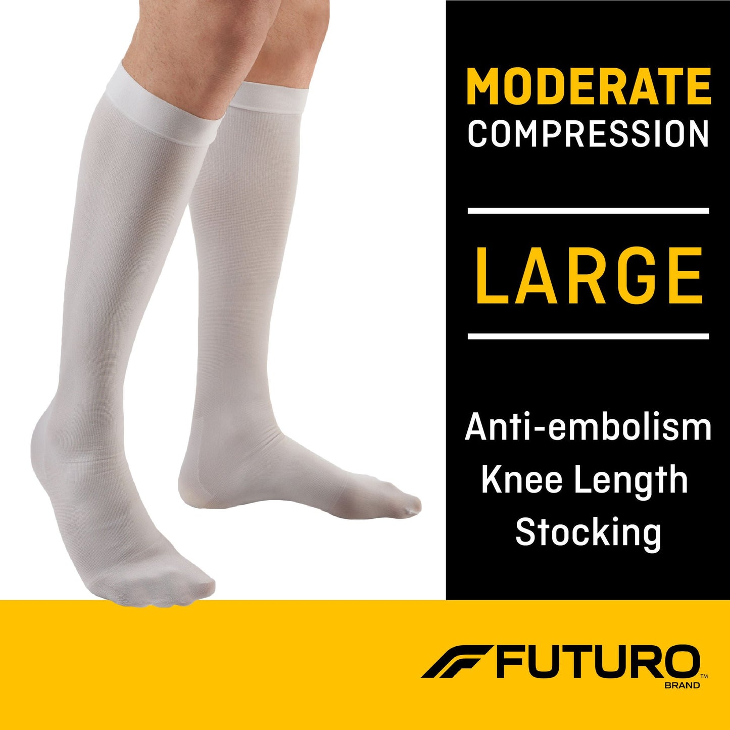 STOCKING, ANTI-EMBOLISM KNEE CLOSED-TOE WHT LG REG (6PR/CS)
