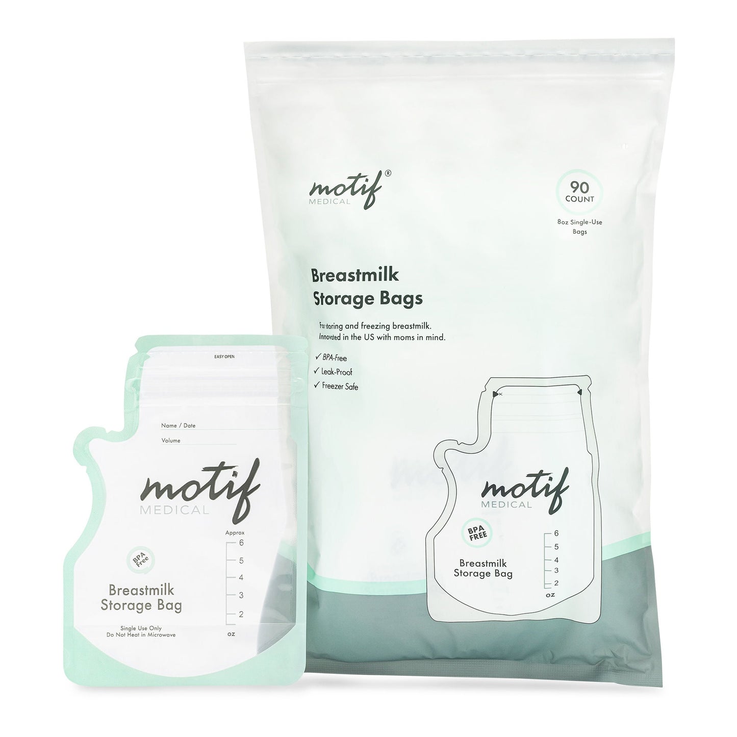 BAG, STORAGE BREAST MILK LEAKPROOF DBL ZIP (90/PK 8PK/CS)