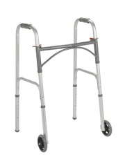 WALKER, FOLDING JR STEEL 2BUTTON W/5" WHEELS (4/CS) D/S