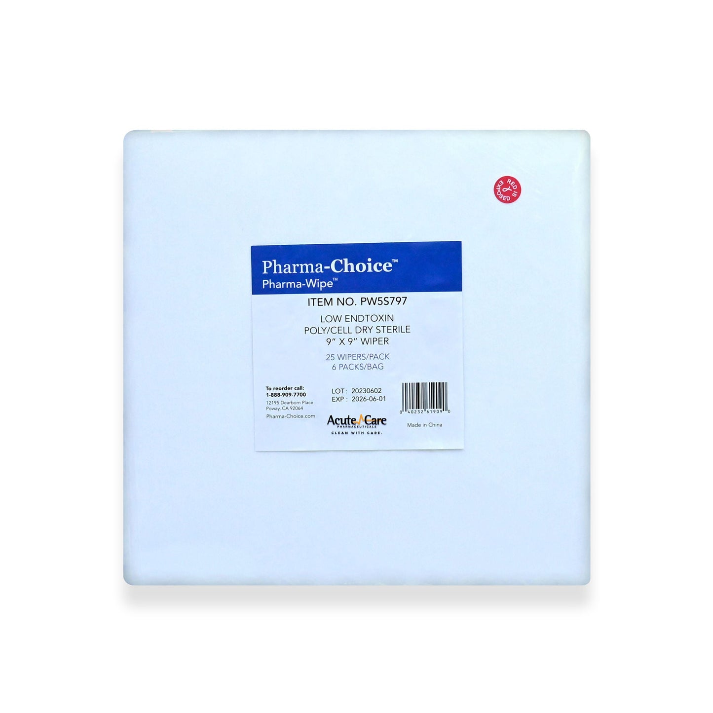 WIPE, CLEANROOM STR DRY 9X9" (25/BG 6BG/PK 12PK/CS)