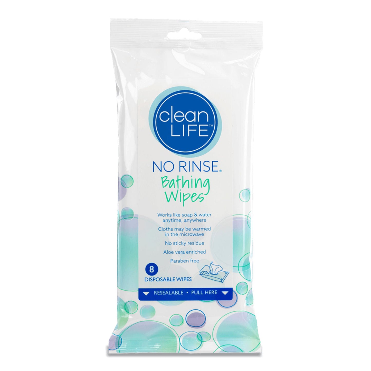 WIPE, BATHING NO RINSE (8/PK 24PK/CS)