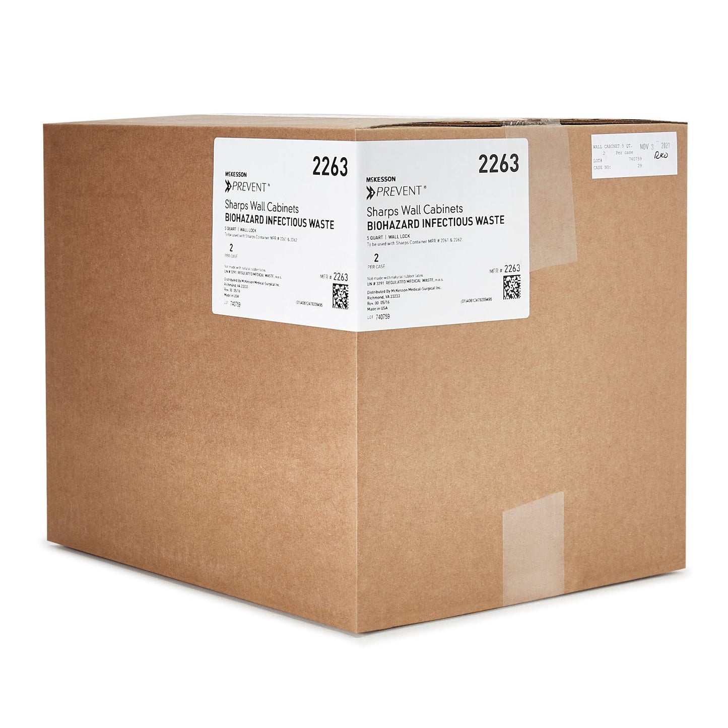 CABINET, SHARPS LOCK WALL 5QT W/2KEYS (2/CS)