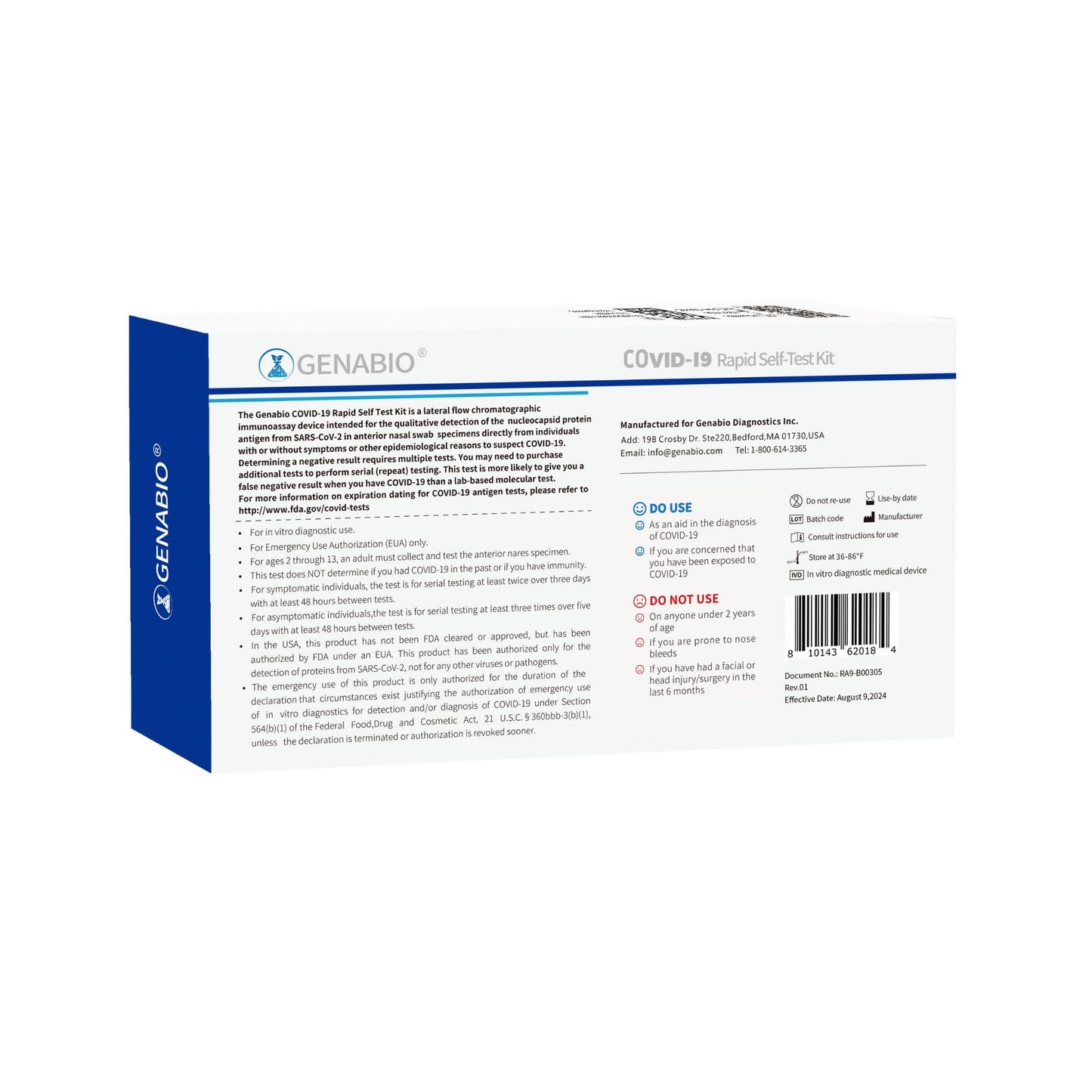 SELF-TEST KIT, COVID-19 RAPID GENABIO (5/KT 54KT/CS)