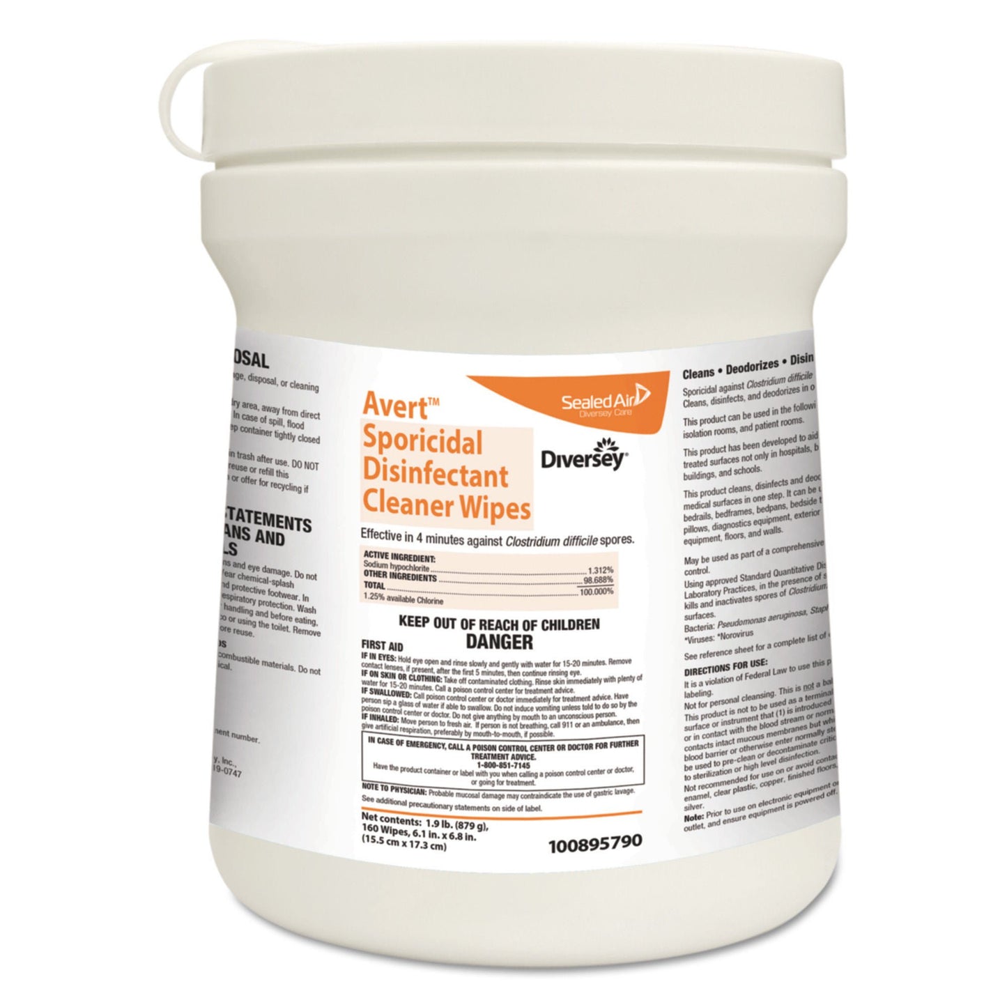 WIPE, WET DISINFECTANT AVERT SPORICIDAL 6"X7" (160/CT 12CT/C