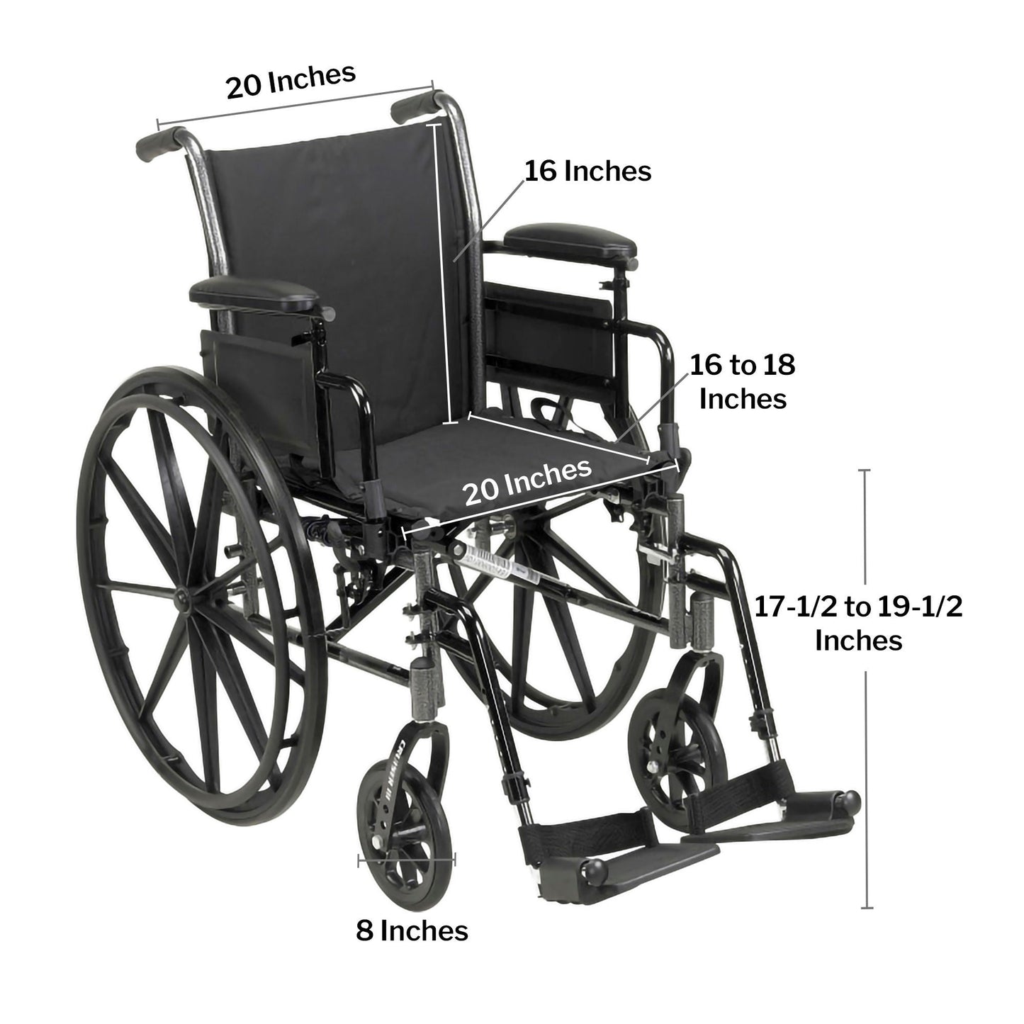 WHEELCHAIR, LIGHTWEIGHT CRUISER III 20" 300LB CAP