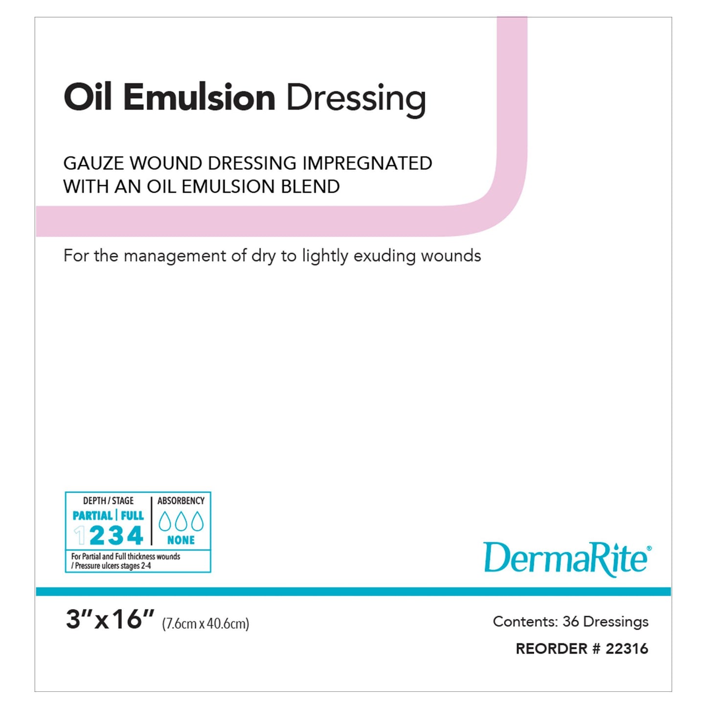DRESSING, OIL EMULSION NON-ADHERENT 3"X16" (36/BX)