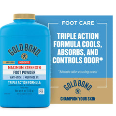 GOLD BOND, PDR FOOT MEDICATED MAXIMUM STRENGTH 4OZ