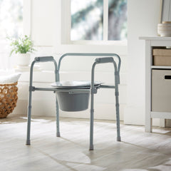 COMMODE, FLD STL FRAME GRY 350LBS (4/CS)