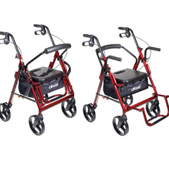 CHAIR, ROLLATOR/TRANSFER BURGUNDY W/8" CASTERS