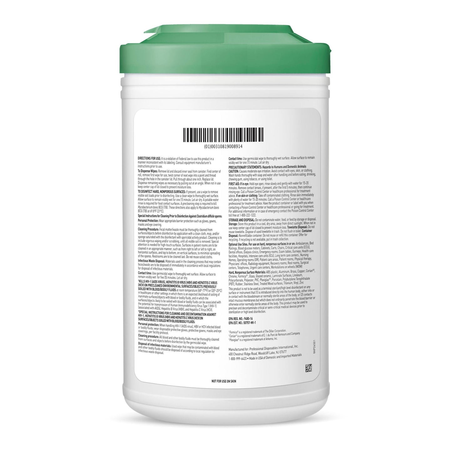 WIPE, GERMICIDAL SANIHYPERCIDE65 XLG (6/CS)