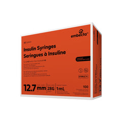 SYRINGE/NDL, INSULIN 1CC 28GX1/2" (100/BX) BD