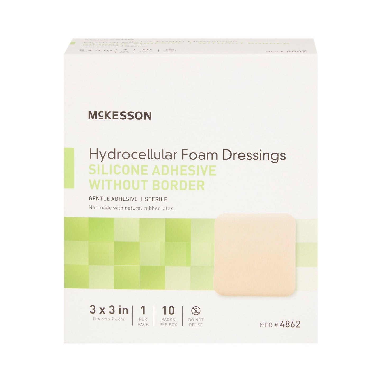 FOAM, ADH SIL W/O BORDER 3"X3"(10/BX 20BX/CS)