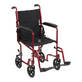 WHEELCHAIR, TRANSPORT LIGHTWEIGHT ALUM RED 19"