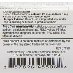 SENNA, TAB 8.6MG PLUS DSS 50MG(60/BT 12BT/CS)