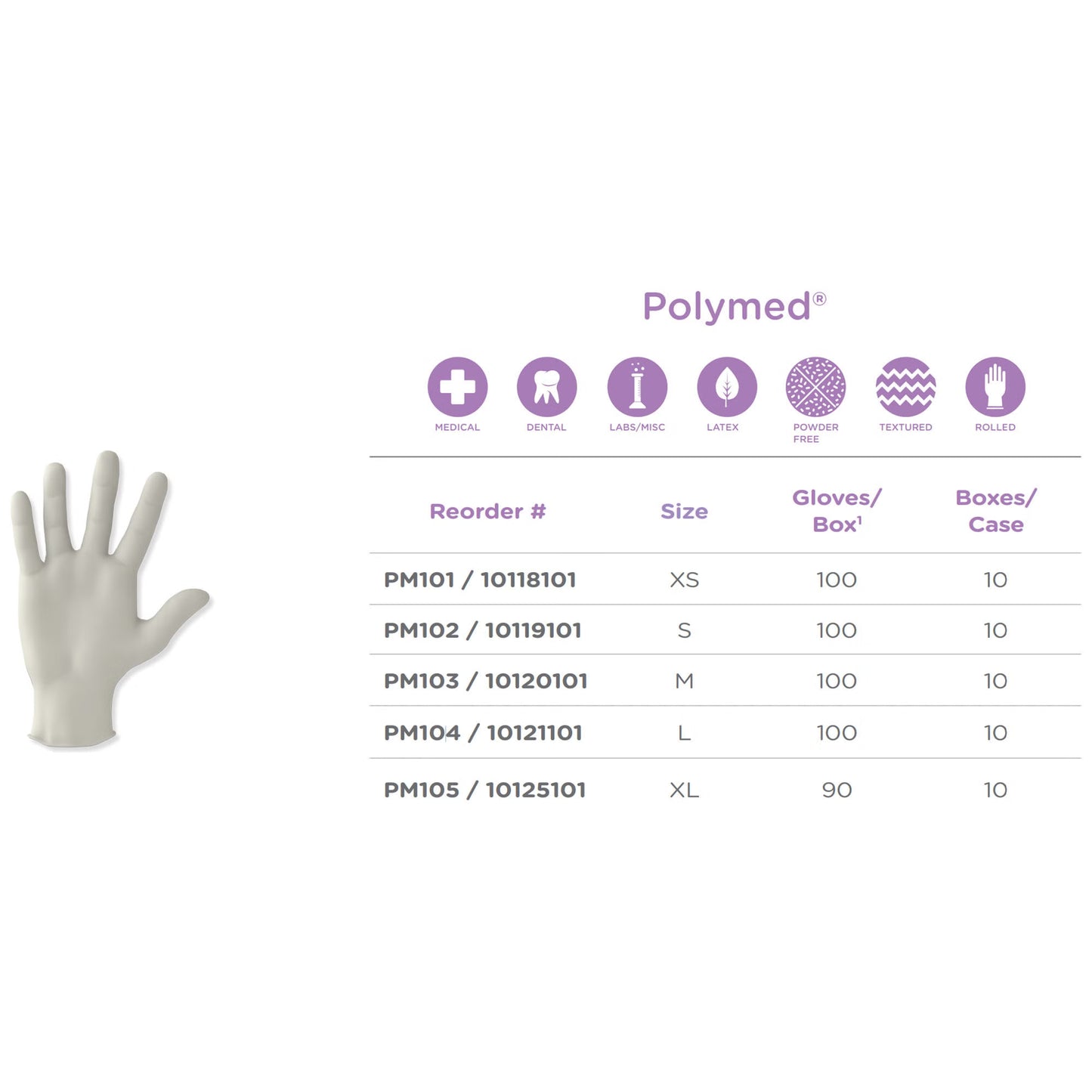 GLOVE, EXAM LTX MED N/S (100/BX 10BX/CS)