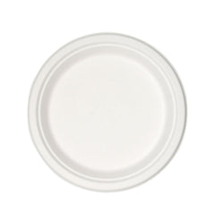 PLATES, FIBER BAGASSE SUGARCANE WHT 9" (500/CS)