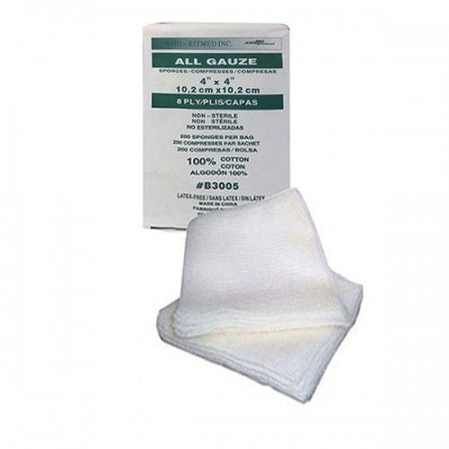 GAUZE 4X4X8P NS 200/BX 20BX/CS