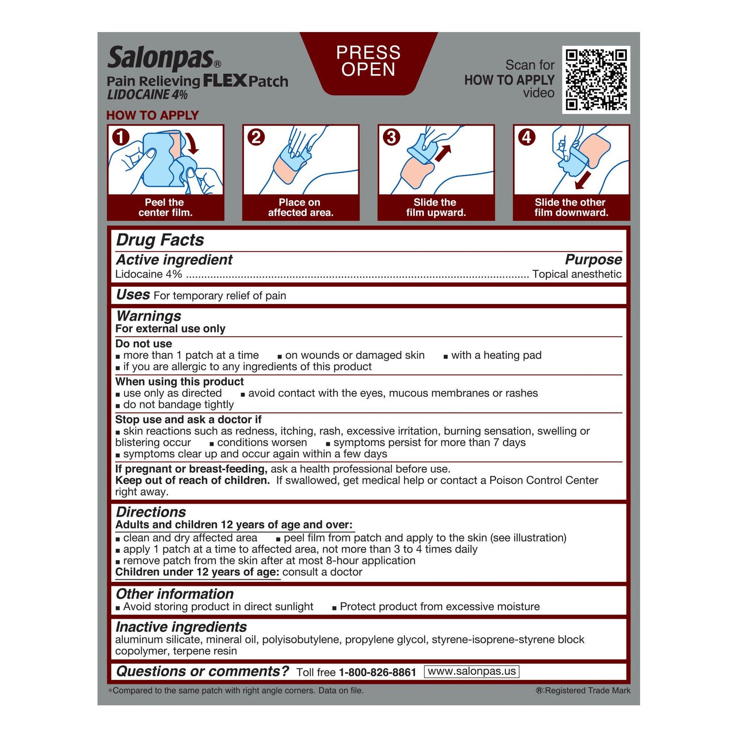 SALONPAS, PATCH LIDOCAINE FLEX(7/EA 5/PK 8PK/CS)
