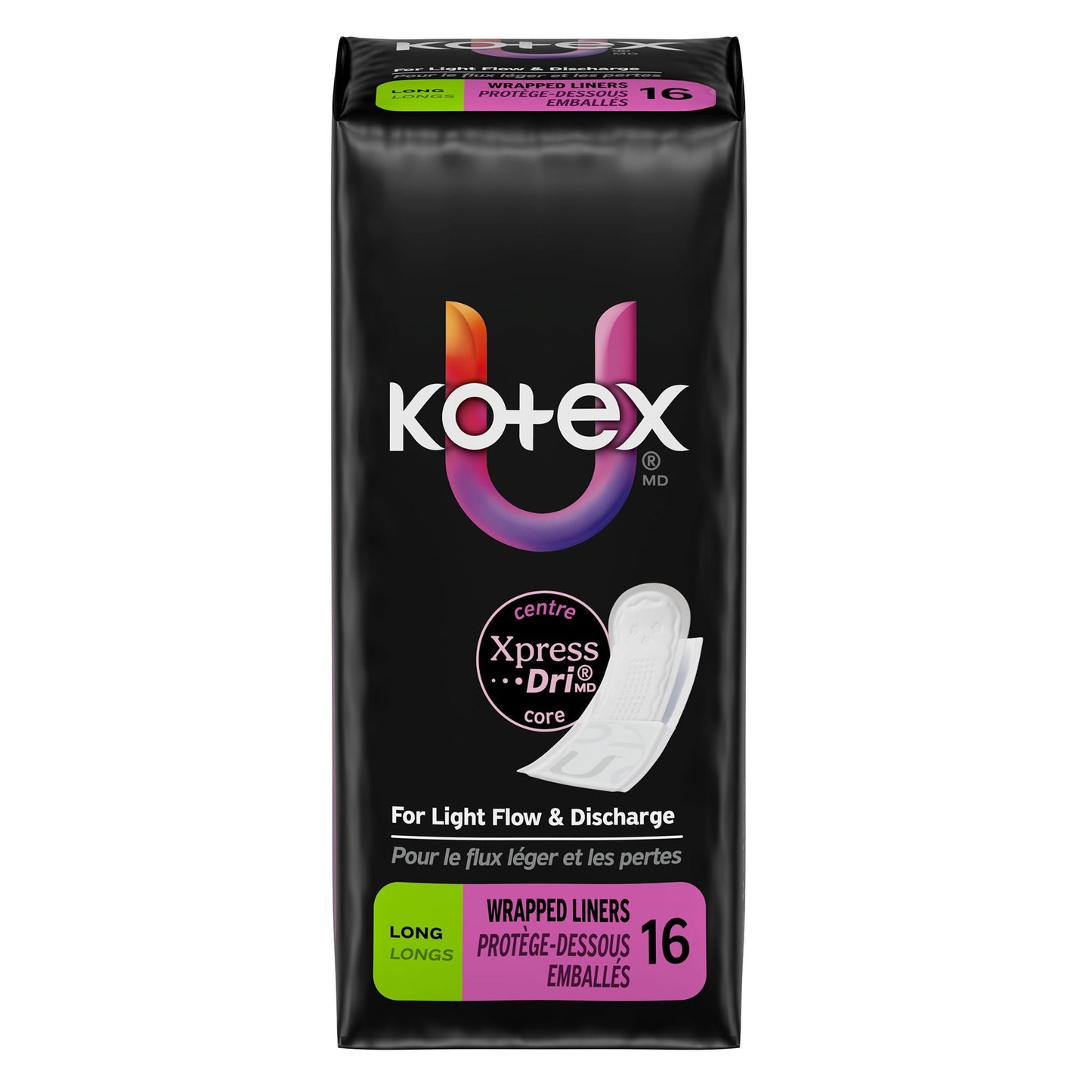 LINER, KOTEX PREM LNG F/W CORE(16/PK 12PK/CS)
