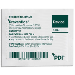 SWAB, DEVICE PREVANTICS ANTISEPTIC 1ML (100/BX 10BX/CS)