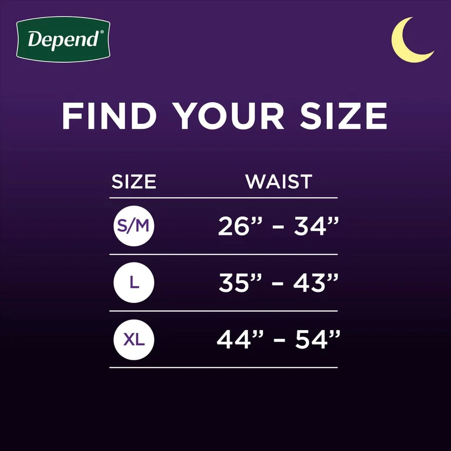 UNDERWEAR, DEPEND NIGHT DEFENSE ML GRY SM/MED (16/PK 4PK/CS)
