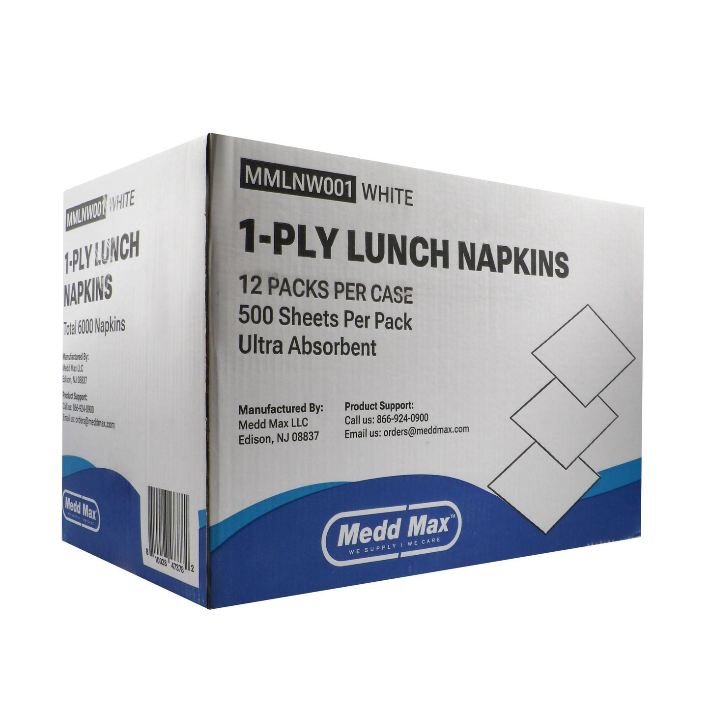 NAPKINS, LUNCH 1PLY 1/4 FOLD WHT 13X11.8" (500/PK 12PK/CS)