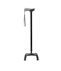CANE, QUAD W/WRISTLET SOFT GRIP BLK