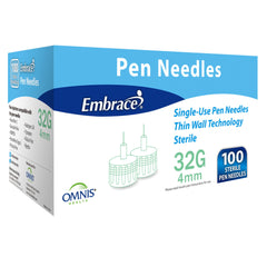 NEEDLE, PEN EMBRACE 32G 4MM (100/BX)