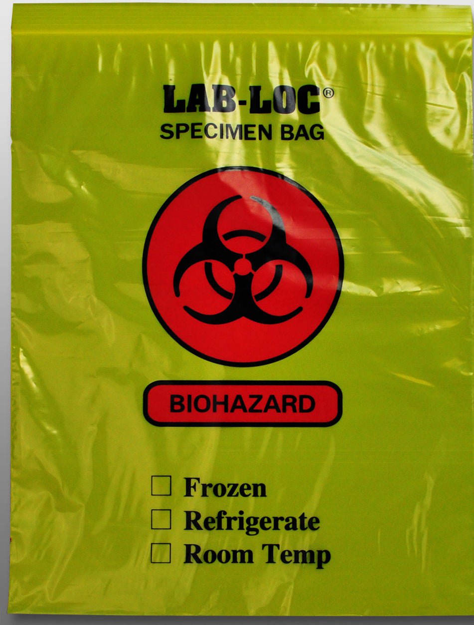 BAG, SPECIMEN TRANSFER YLW TINT W/BIOHAZ 12X15 2MIL (100/PK