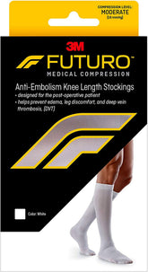 STOCKING, ANTI-EMBOLISM KNEE CLOSED-TOE WHT LG REG (6PR/CS)