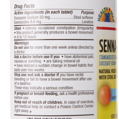 SENNA, TAB 8.6MG PLUS 50MG DSS(1000/BT 12BT/CS)