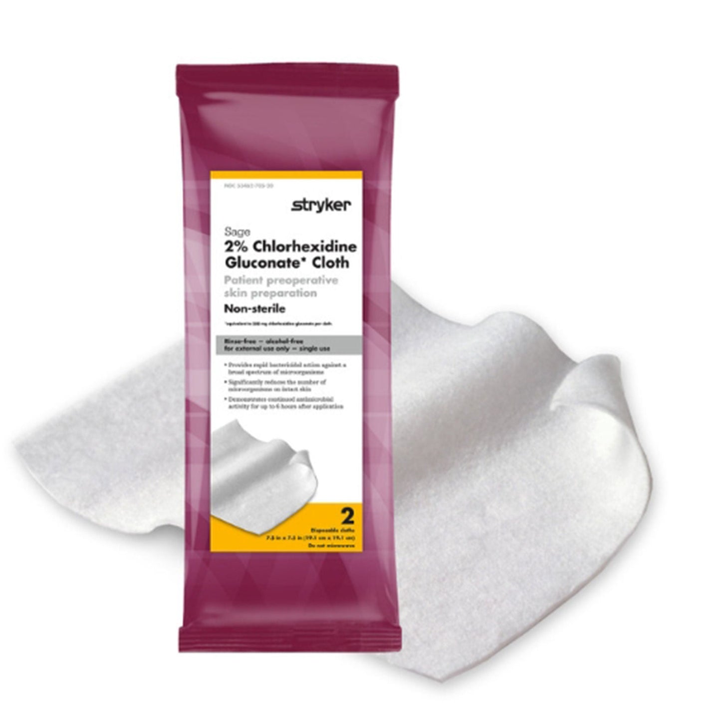 CLOTH, PREOP SKIN PREP 2% CHG (2/PK 96PK/CS)
