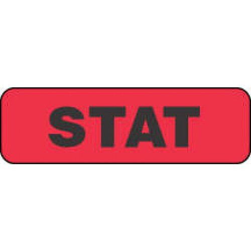LABEL, "STAT" 1-1/4X3/8 RED 1000/RL