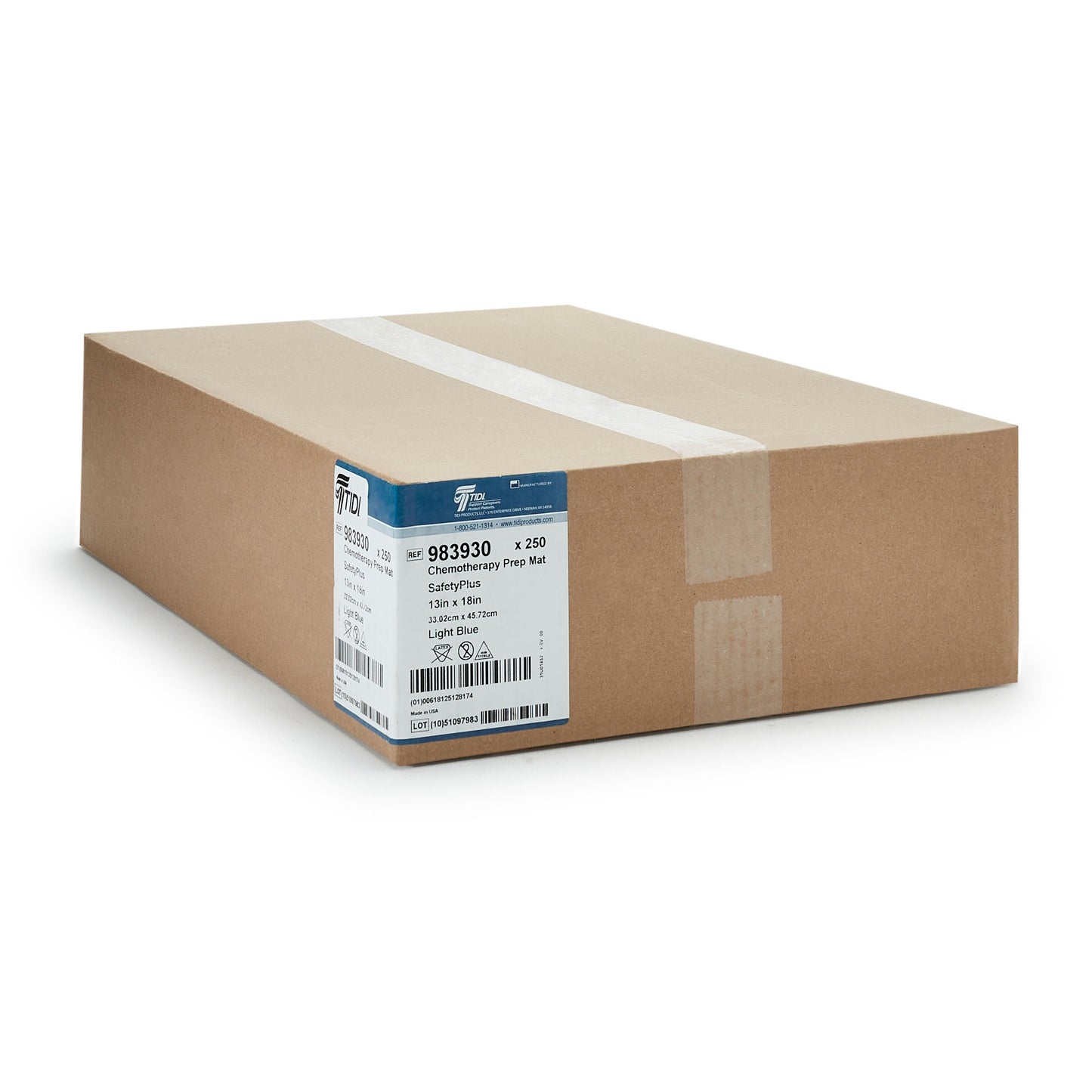 MAT, CHEMO PREP P2 SFTYPLUS LF13X18 LT BLU (250/C