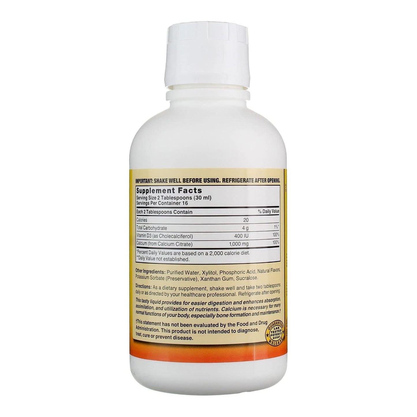 CALCIUM CITRATE+D3, LIQ 1000MG16OZ