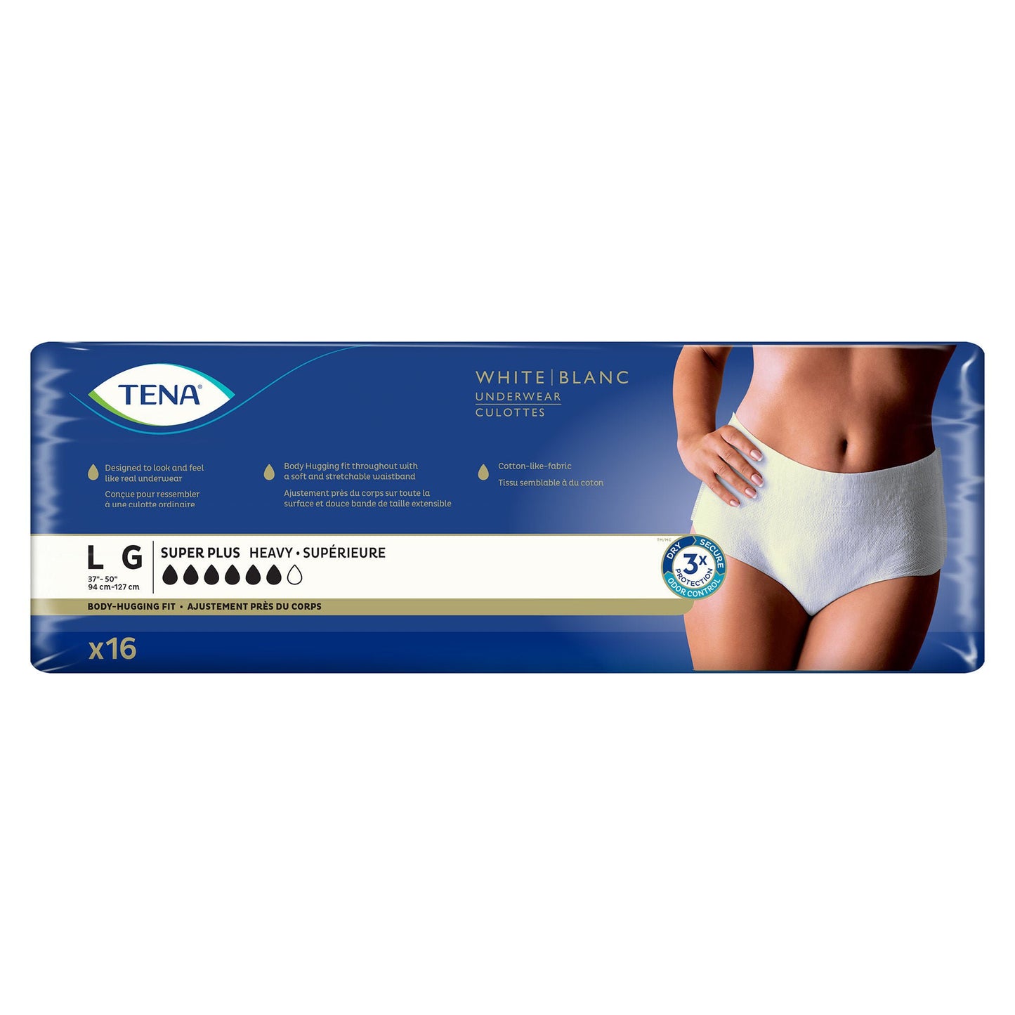 UNDERWEAR, WMN TENA LG 37-50 (16/BG 4BG/CS) (WAS 54900)