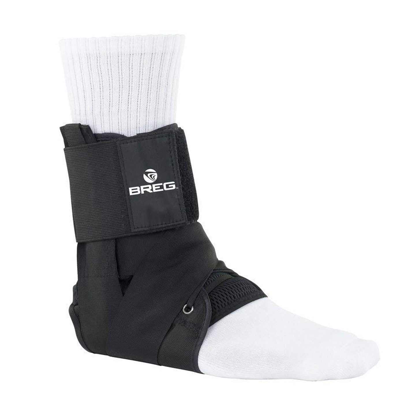 ANKLE BRACE, LACE UP W/TIBA STRP BLK LG