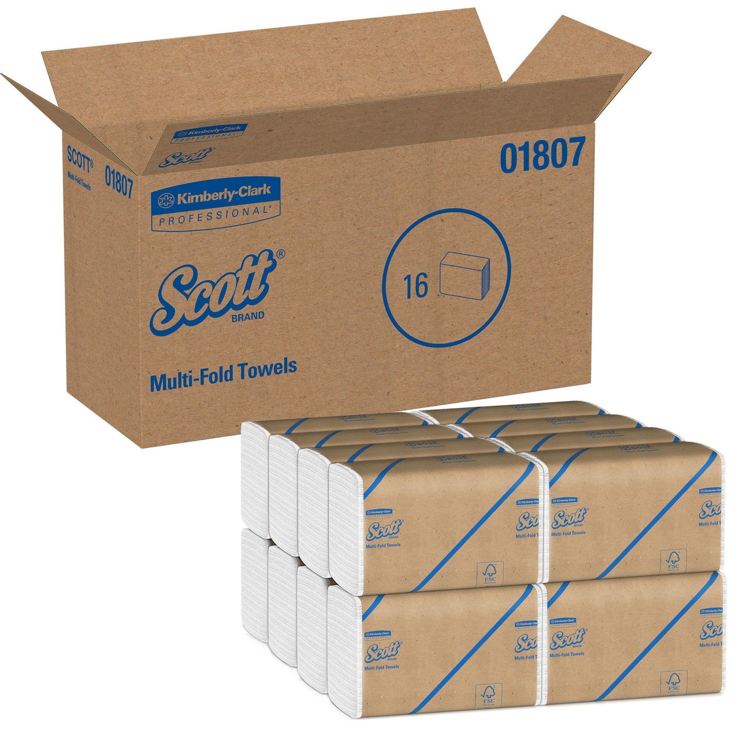 TOWEL, PAPER MULTI-FOLD WHT (220/PK 16PK/CS) KIMCON