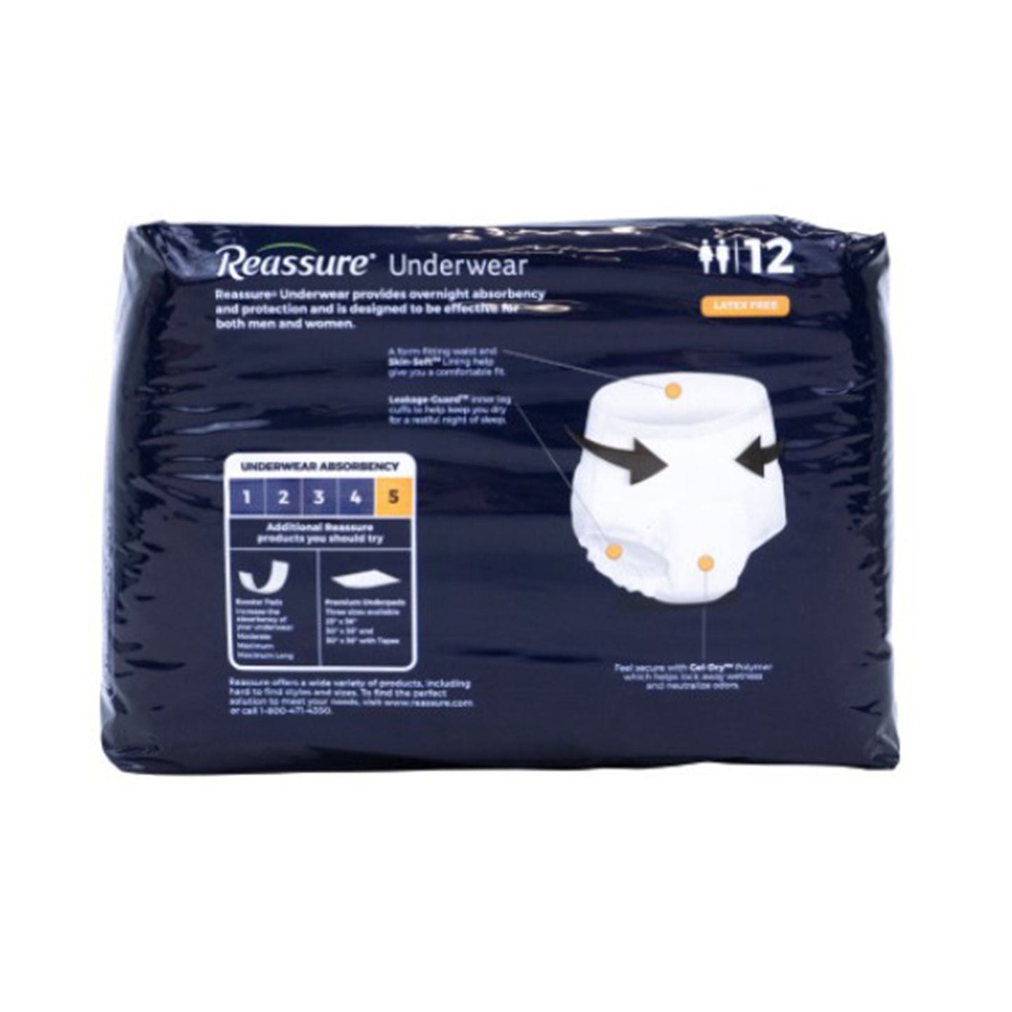 UNDERWEAR, INCONT REASSURE OVRNGHT XLG (12/BG 4BG/CS)