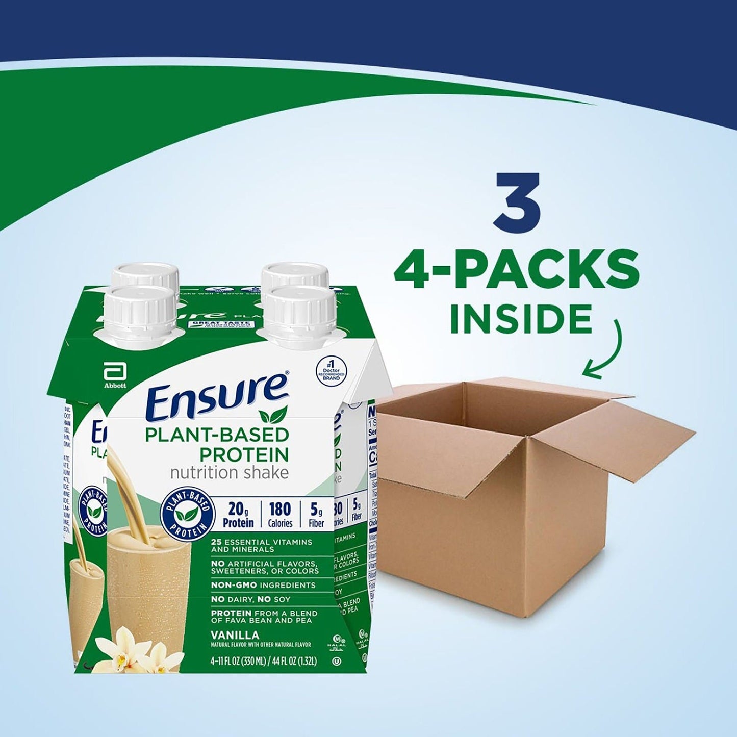 ENSURE, PLANT PROTEIN VANILLA 11OZ (4/PK 3PK/CS)