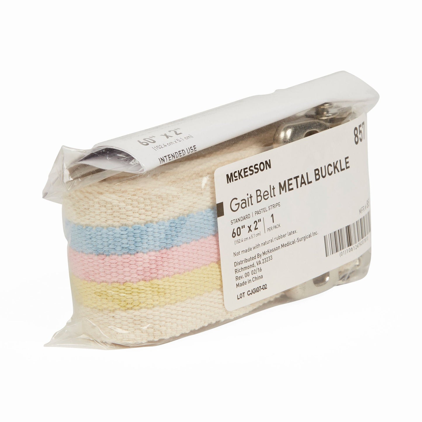 BELT, GAIT STRIP W/METAL BUCKLE PASTEL 60" (48/CS)