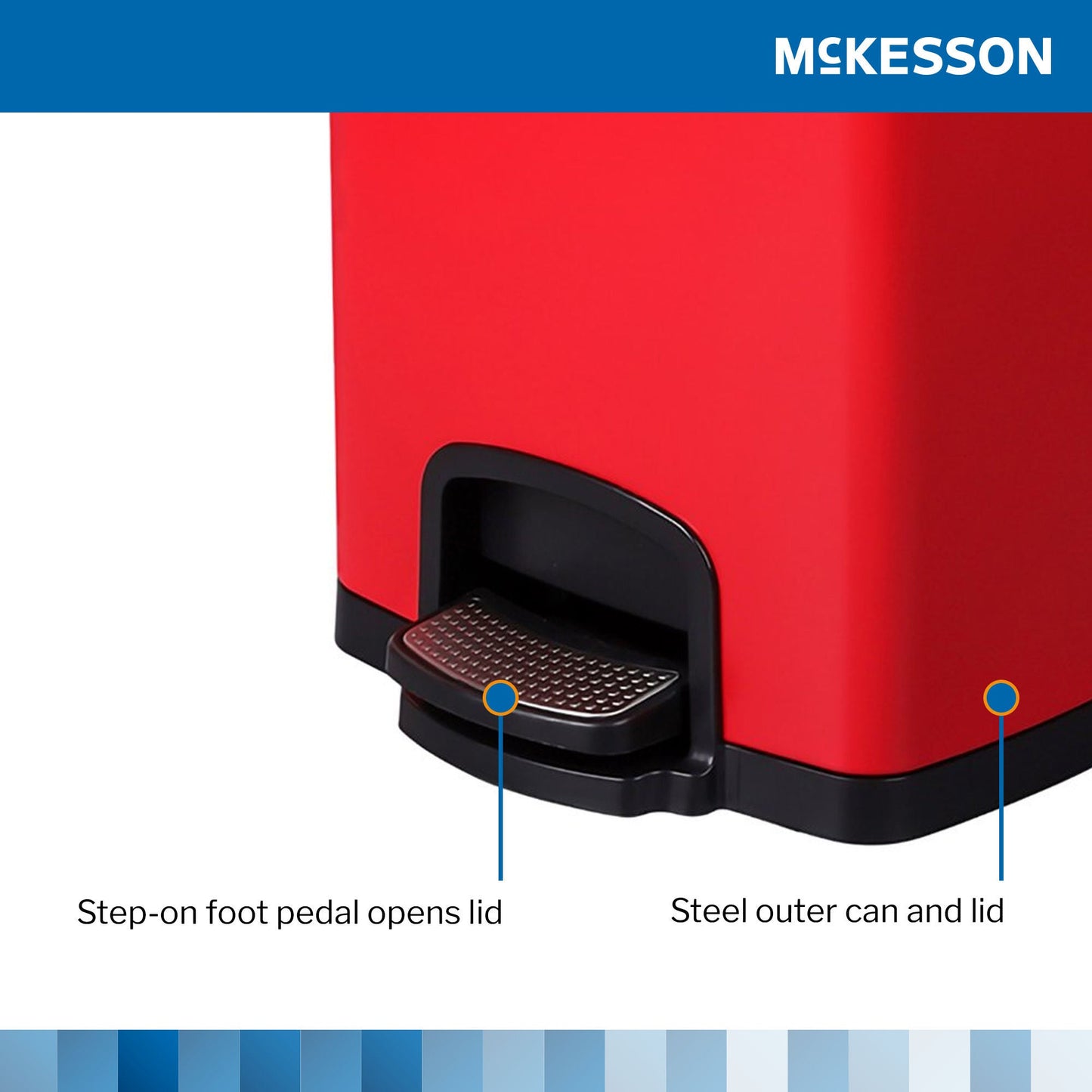 WASTECAN, STEP-ON SQ METAL RED20QT