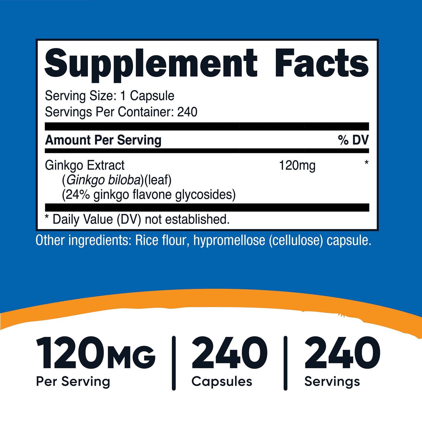 VITAMIN, CAP GINKGO BILOBA 120MG (240/BT 12BT/CS)