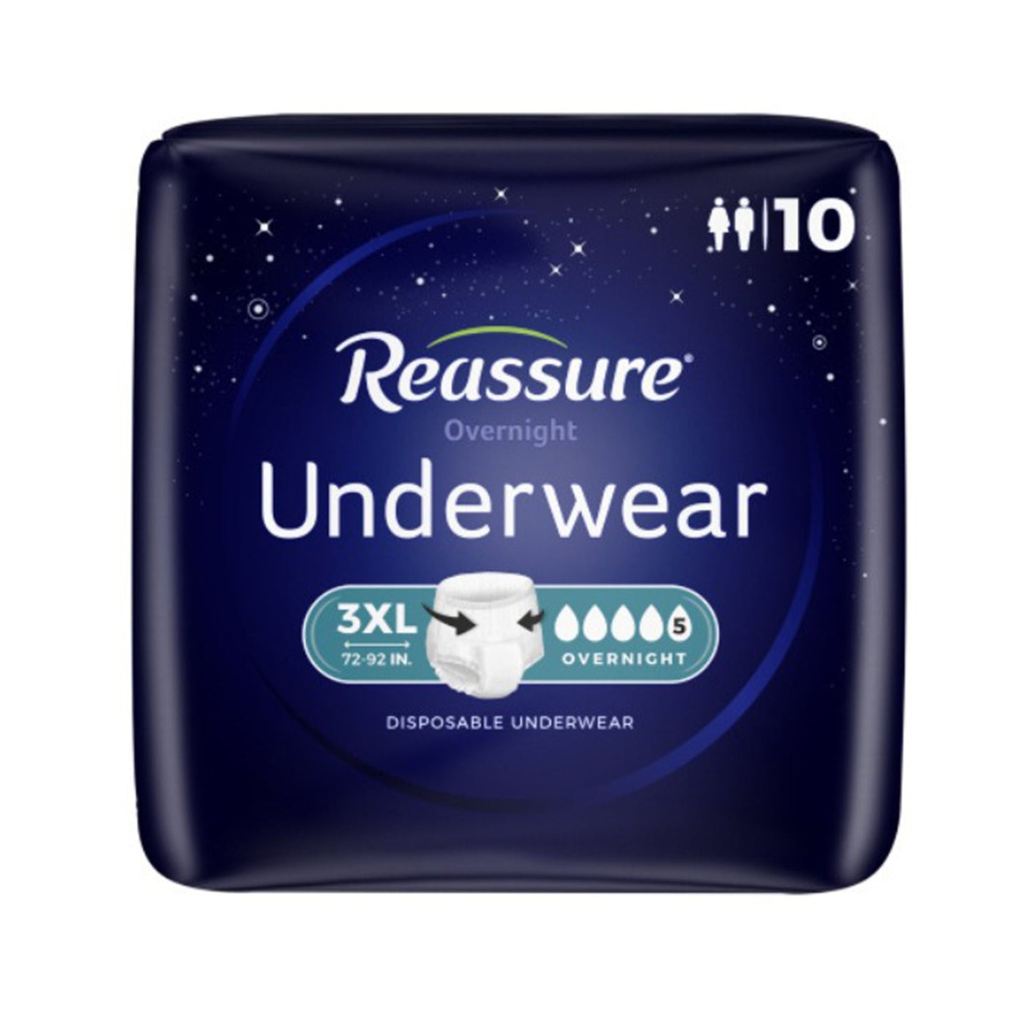 PAD, INCONT REASSURE PREM COTTON MODRT LONG (20/BG 6BG/CS)