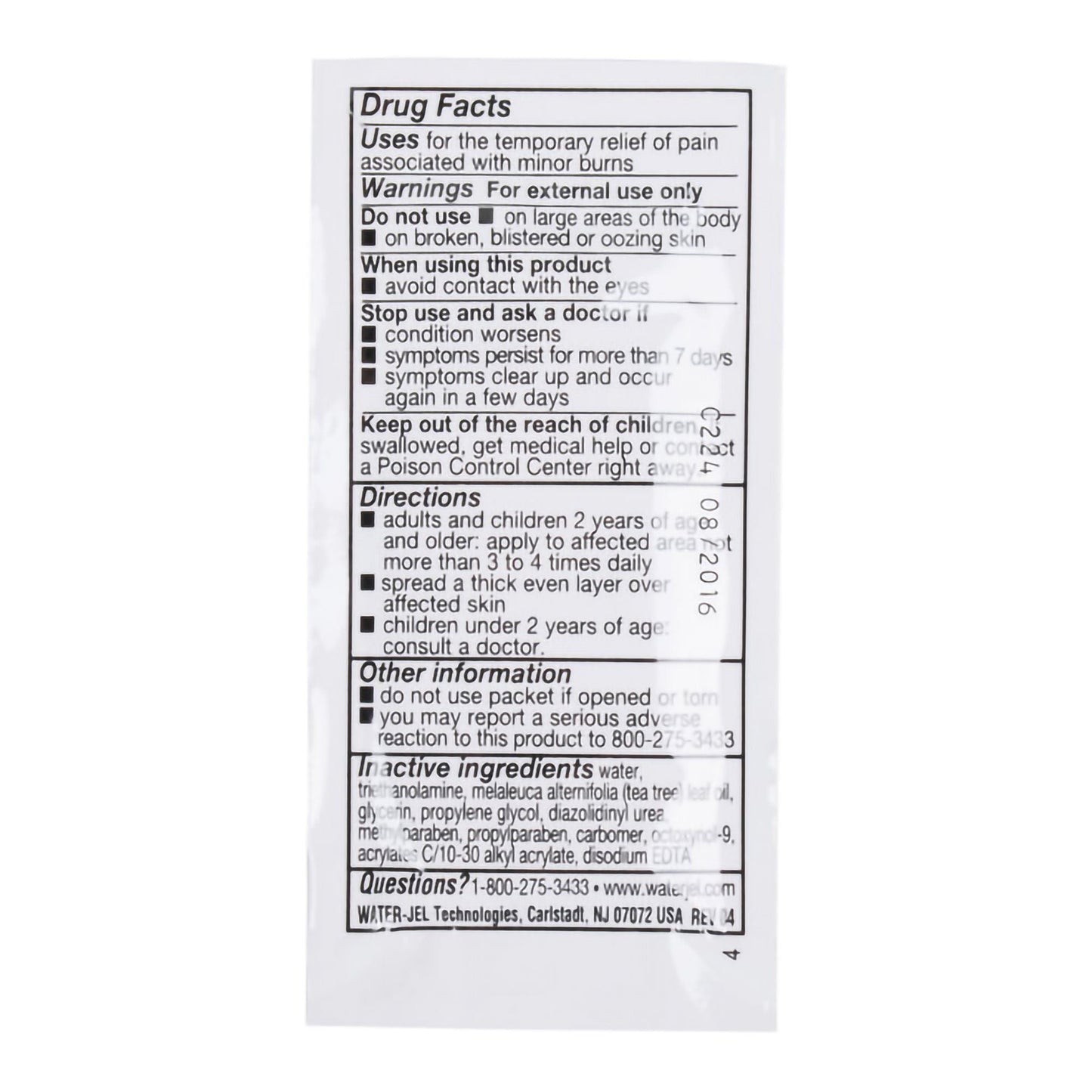 GEL, BURN WATERJEL JEL 3.5GM UNIT DOSE (6/BX 100B WTRJEL
