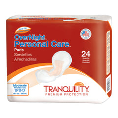PAD, INCONT TRANQUILITY OVERNT500ML (24/BG 4BG/CS)