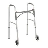 WALKER, DUAL FOLDING STEEL ADLT 350LB W/5" WHEELS