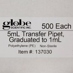 PIPETTE, TRANSFER 5ML GRAD (500/BX 10BX/CS)