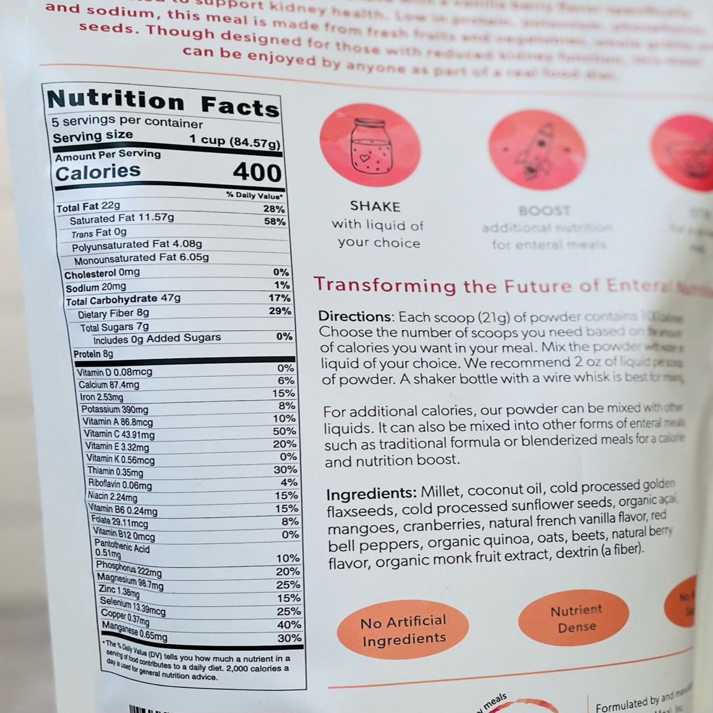 FOOD, SHAKE RESTORE FUSION F/KIDNEY HEALTH (30/CS)